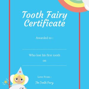 Tooth Fairy Certificate